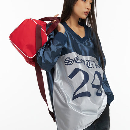 dark-blue-lettered-poly-sweat-v-neck-hoodie-io409 / Dark blue