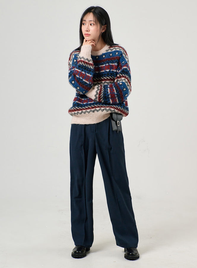 pintuck-wide-pants-of405 / Dark blue