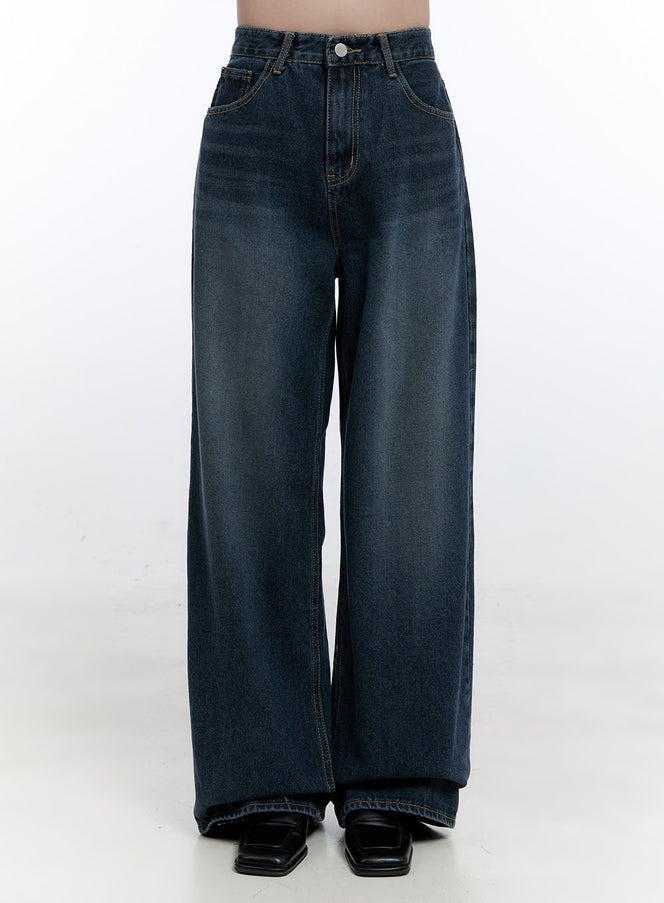 addison-washed-denim-wide-leg-jeans-on418 / Dark blue