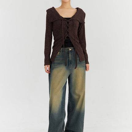 washed-wide-leg-jeans-cn315 / Dark blue