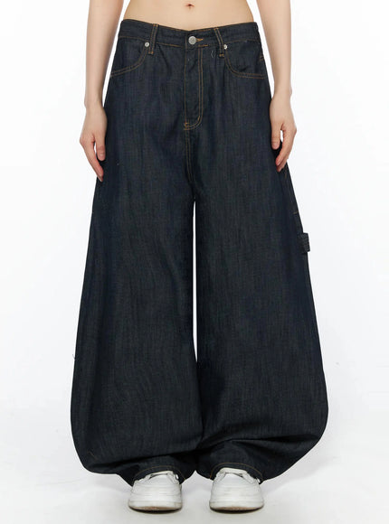 ami-wide-leg-cargo-jeans-iy526 / Dark blue