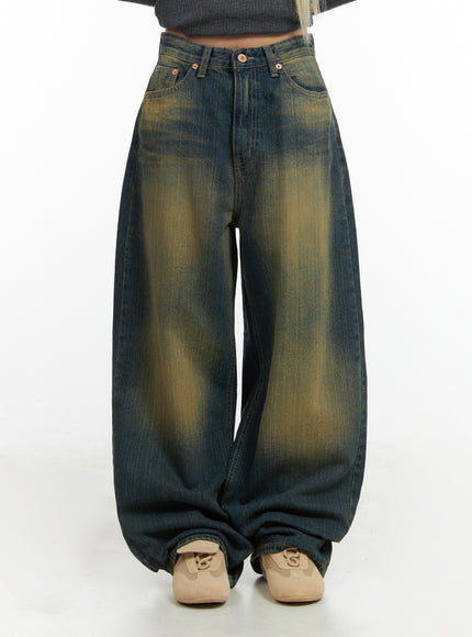 georgia-vintage-wash-baggy-denim-jeans-co414 / Dark blue