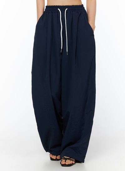 parachute-wide-leg-pants-iu519 / Dark blue