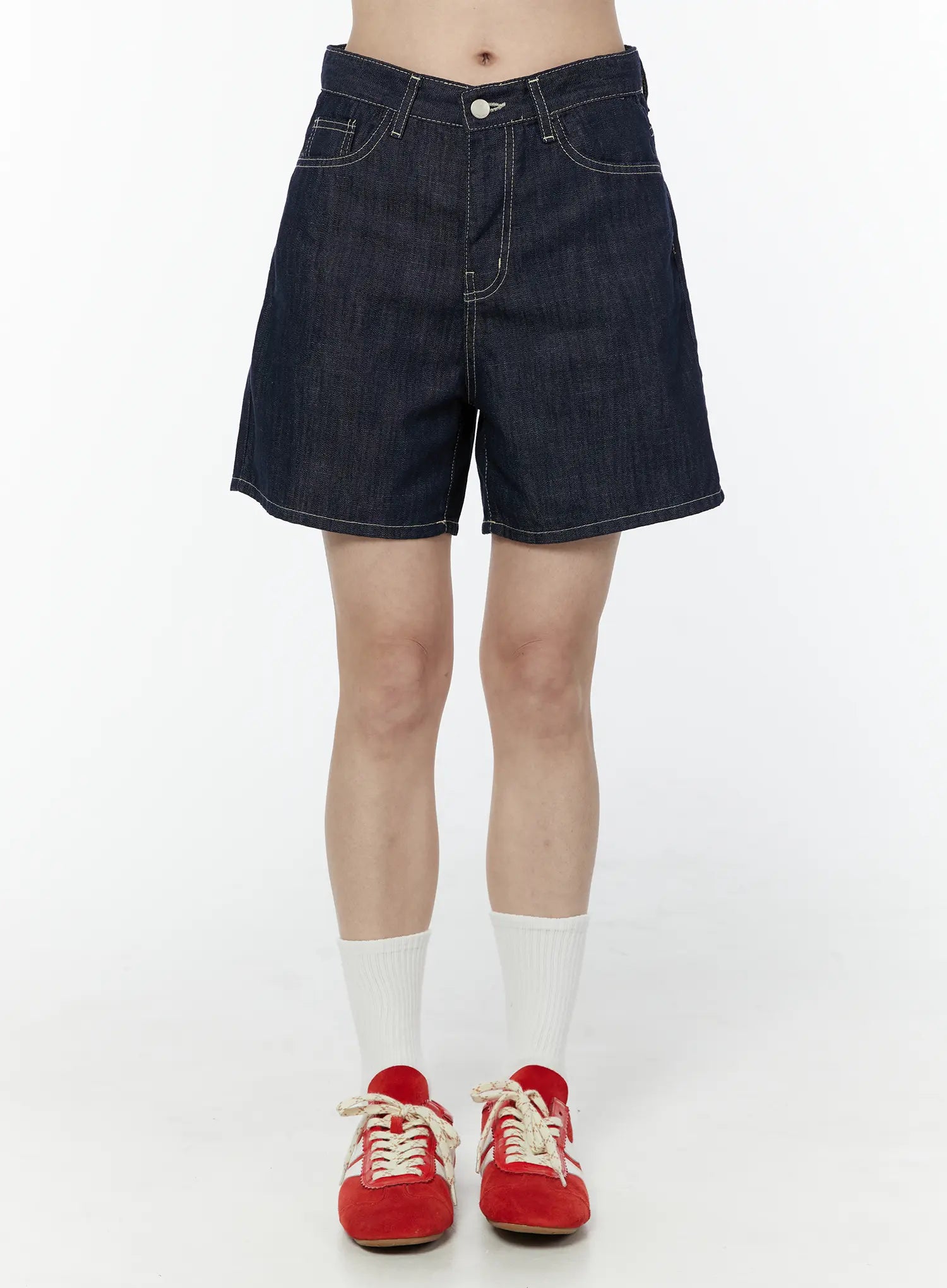 classic-high-waist-denim-shorts-iu505 / Dark blue