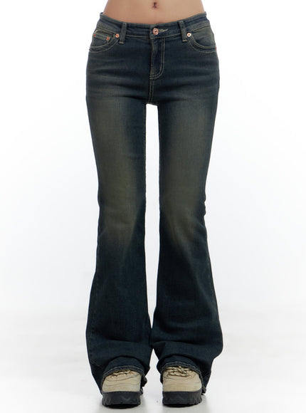 aspen-slimfit-washed-bootcut-denim-jeans-cs424 / Dark blue