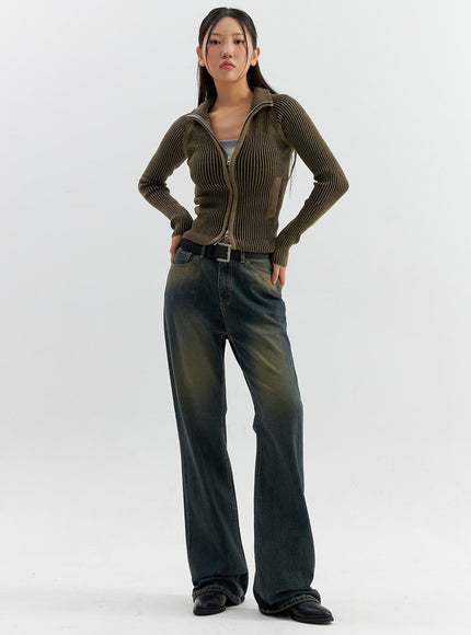 vintage-wash-flare-jeans-co306 / Dark blue