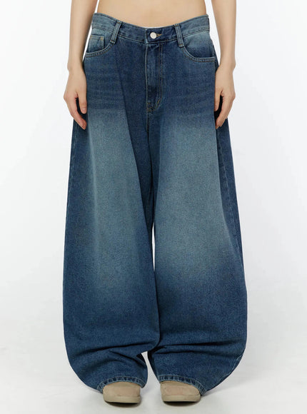minseo-wide-leg-washed-jeans-iu518 / Dark blue