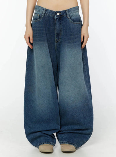 minseo-wide-leg-washed-jeans-iu518 / Dark blue