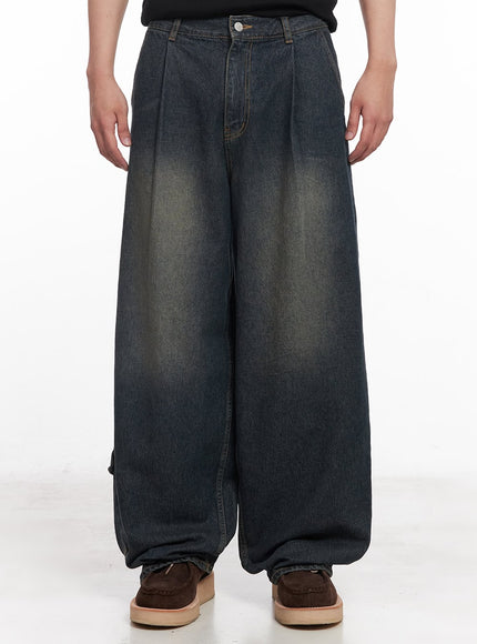 mens-baggy-pintuck-jeans-iy522 / Dark blue