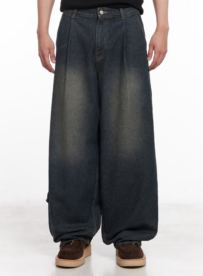 mens-baggy-pintuck-jeans-iy522 / Dark blue