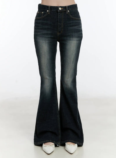 hannah-washed-fleece-lined-bootcut-jeans-id510 / Dark blue