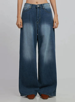 reagan-washed-wide-leg-jeans-id516 / Dark blue