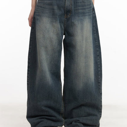 leilani-washed-baggy-jeans-cm531 / Dark blue