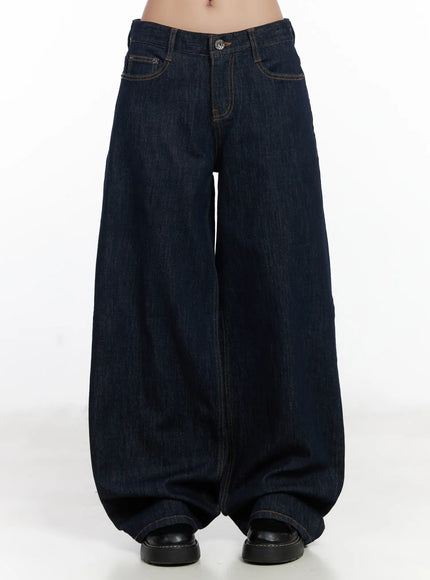 sisi-wide-leg-embroidered-jeans-cf503 / Dark blue