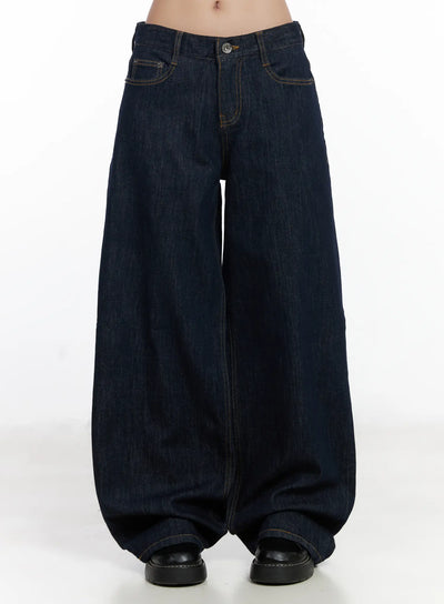 sisi-wide-leg-embroidered-jeans-cf503 / Dark blue