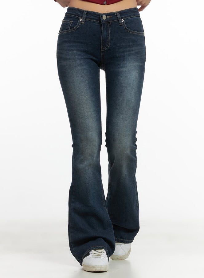 lexie-back-logo-bootcut-jeans-co402 / Dark blue