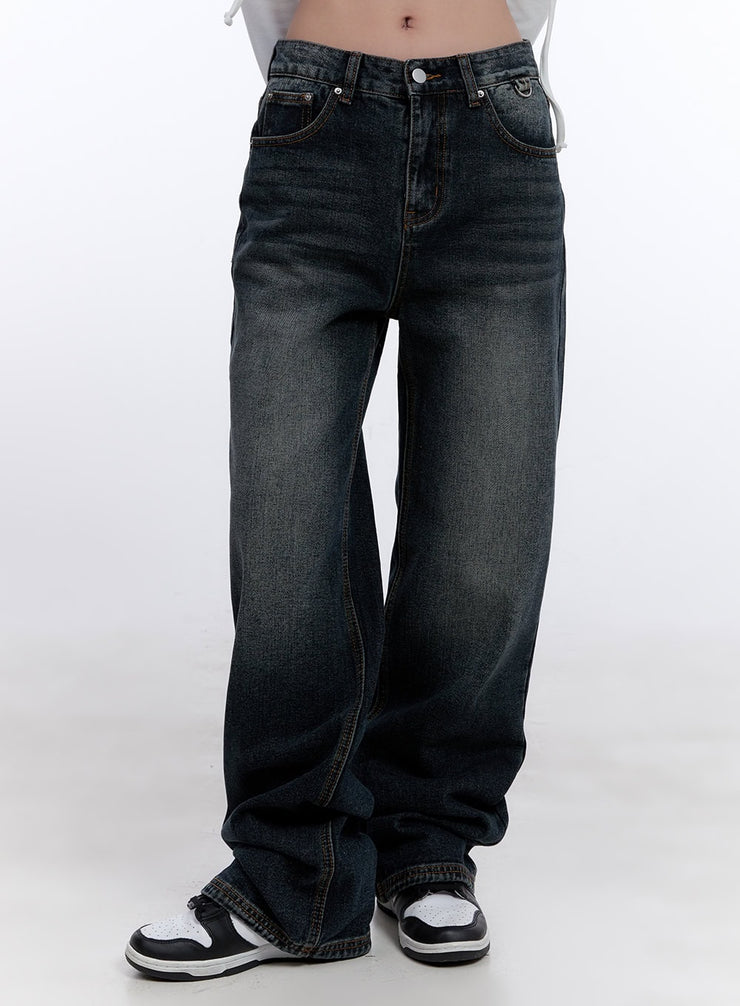 haley-washed-wide-leg-jeans-cj511 / Dark blue