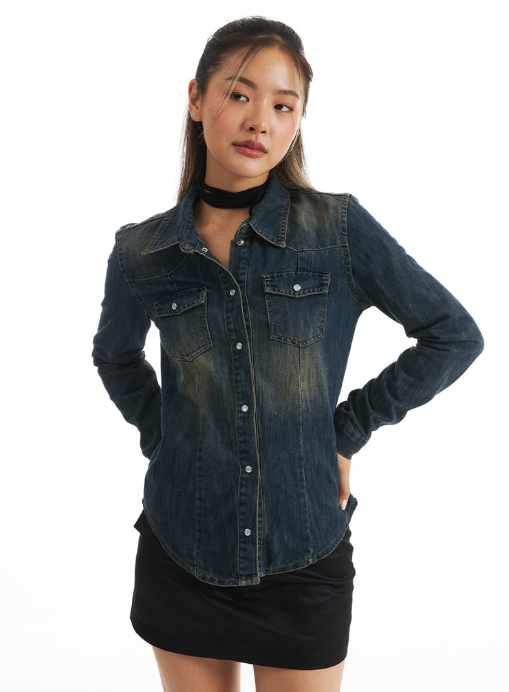 timeless-tailored-denim-shirt-co318 / Dark blue