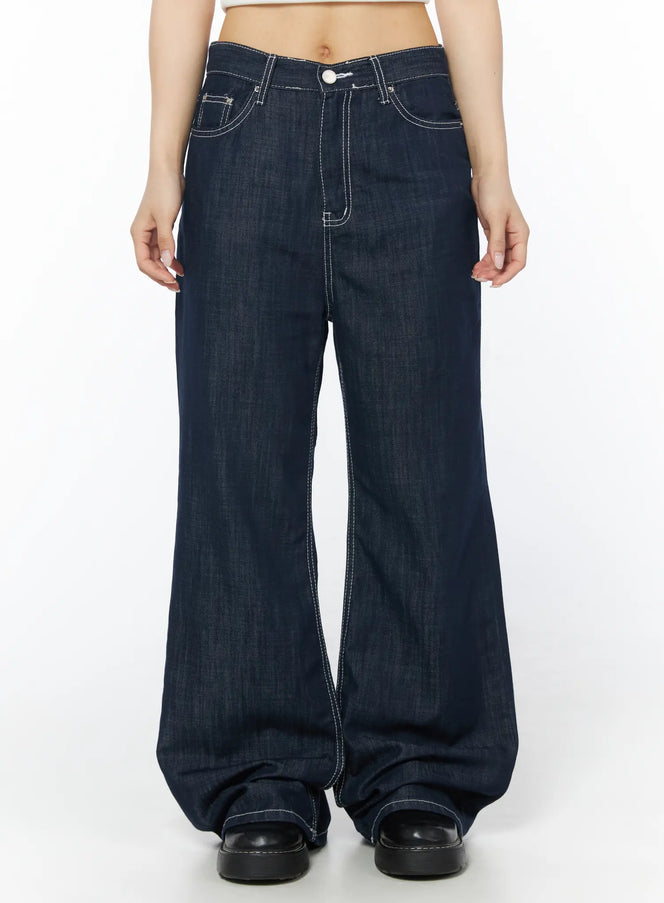 aeri-non-fade-relaxed-jeans-cd805 / Dark blue