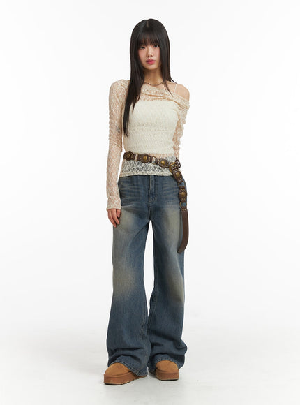 wide-leg-denim-trousers-cj415 / Dark blue