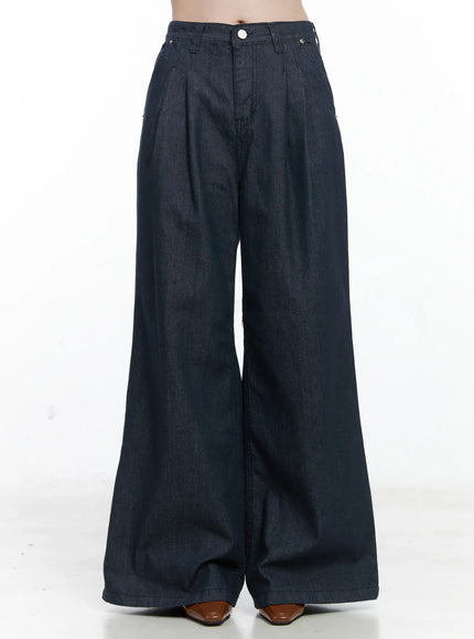 lena-pintuck-baggy-jeans-co503 / Dark blue