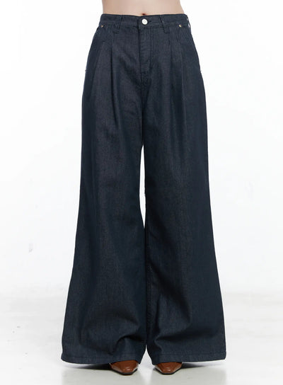 lena-pintuck-baggy-jeans-co503 / Dark blue