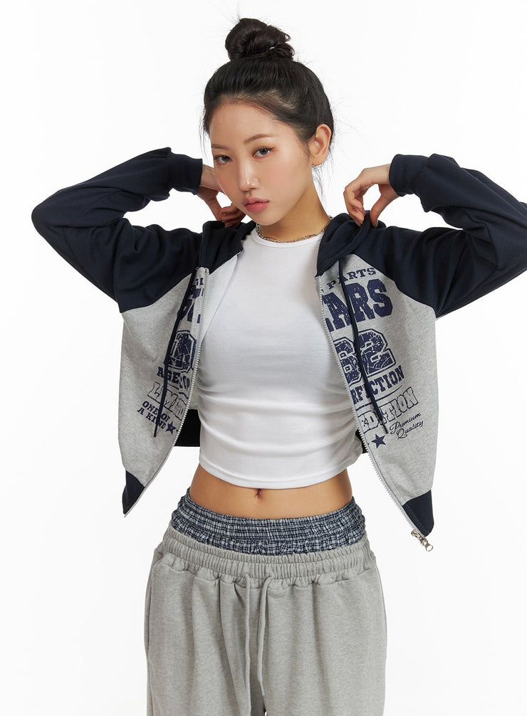 sporty-chic-varsity-hoodie-jacket-cm408 / Dark blue