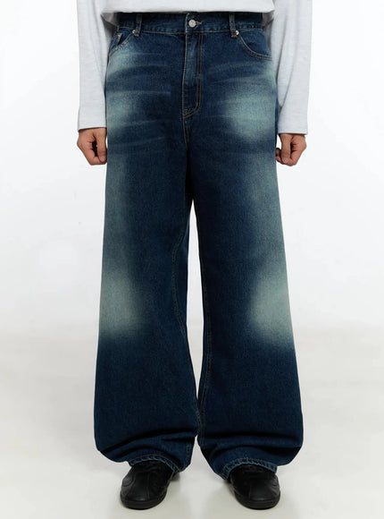 mens-washed-loose-fit-jeans-in506 / Dark blue