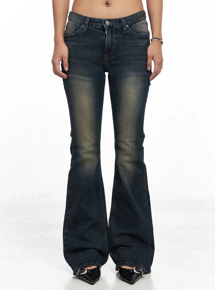 elodie-vintage-washed-slim-flared-jeans-co510 / Dark blue