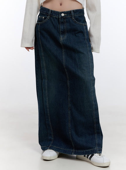 denim-dream-stitched-maxi-skirt-co418 / Dark blue