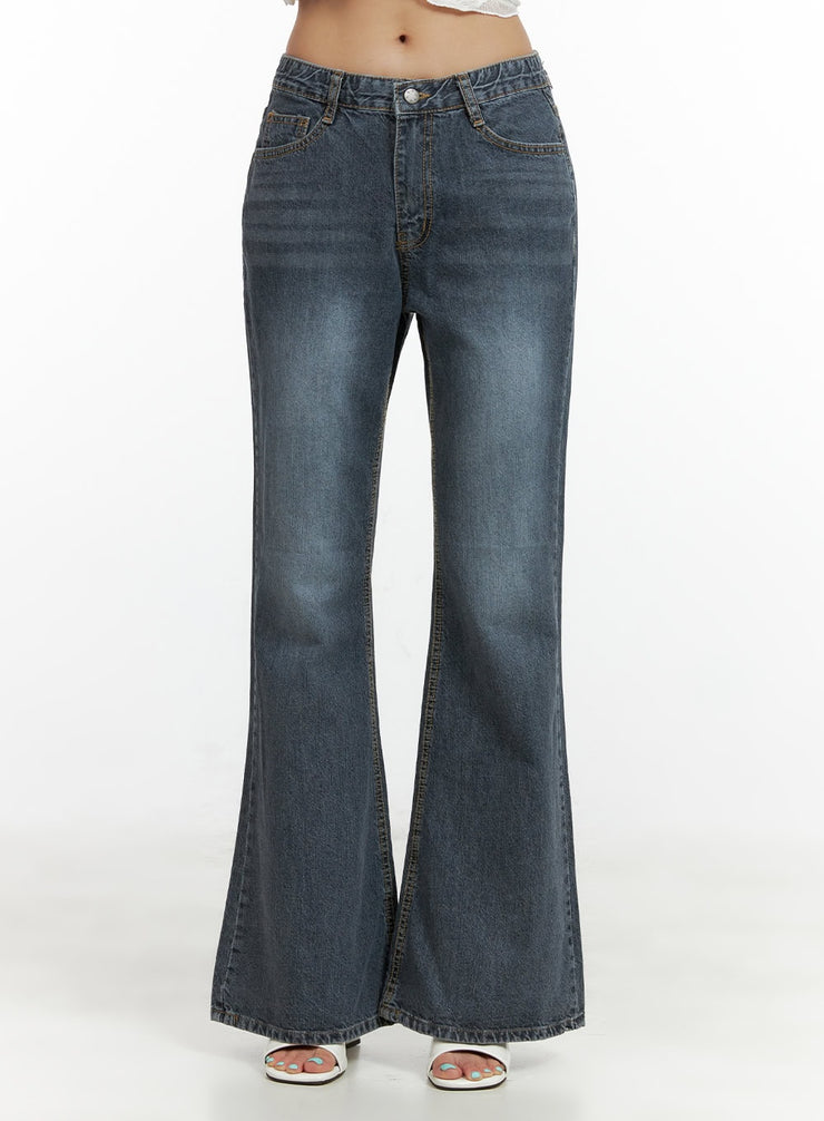 low-rise-loose-fit-bootcut-jeans-cl405 / Dark blue