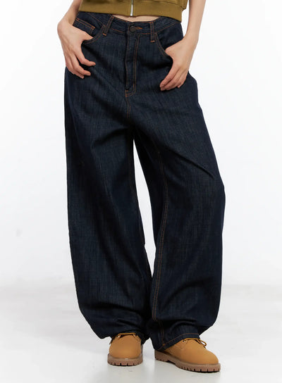 cherry-no-fade-wide-leg-denim-jeans-cl529 / Dark blue