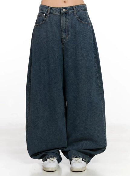 aleena-mid-wash-baggy-jeans-in528 / Dark blue