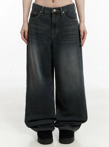 saige-fleece-lined-wide-leg-jeans-ij521 / Dark blue