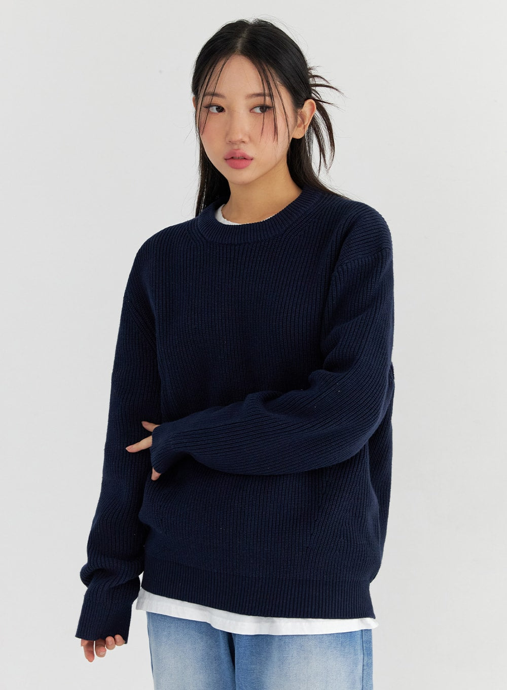 oversize-long-sleeve-sweater-co327 / Dark blue