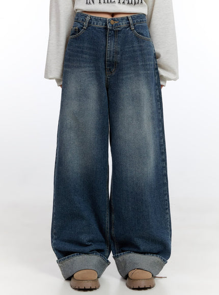 tara-folded-baggy-jeans-co431 / Dark blue