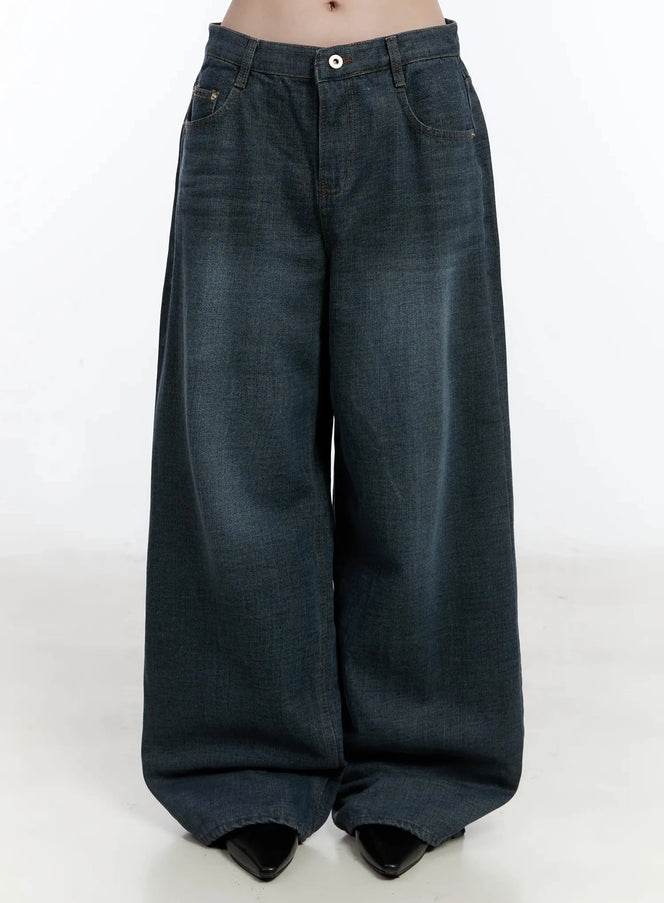 mano-vintage-wash-wide-leg-jeans-id526 / Dark blue