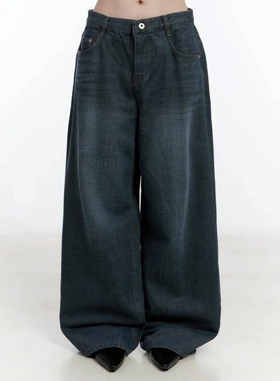 mano-vintage-wash-wide-leg-jeans-id526 / Dark blue