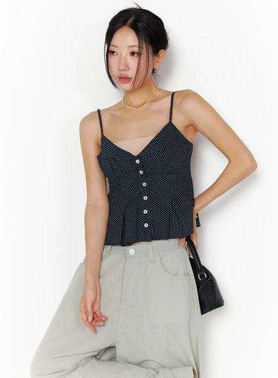 polka-dot-button-up-camisole-cu515 / Dark blue