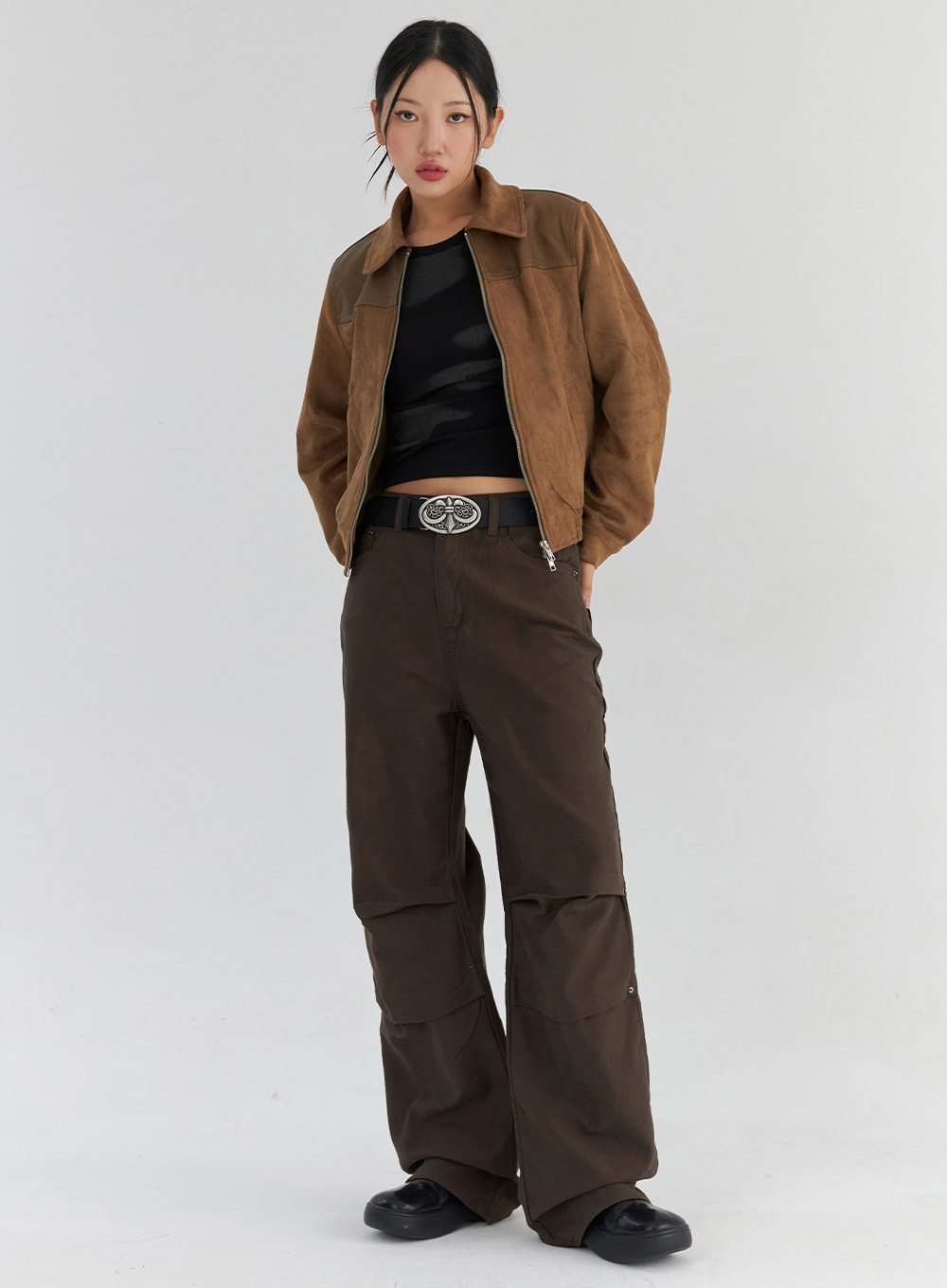 cotton-wide-fit-pants-cs321 / Dark brown