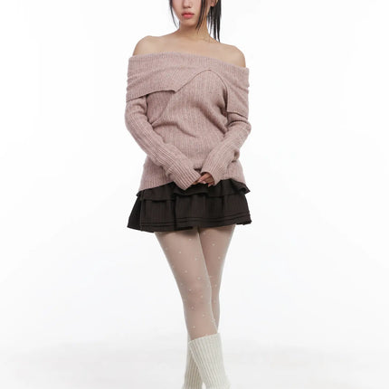 layered-ruffle-mini-skirt-cd530 / Dark brown