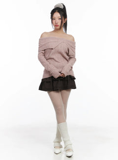 layered-ruffle-mini-skirt-cd530 / Dark brown