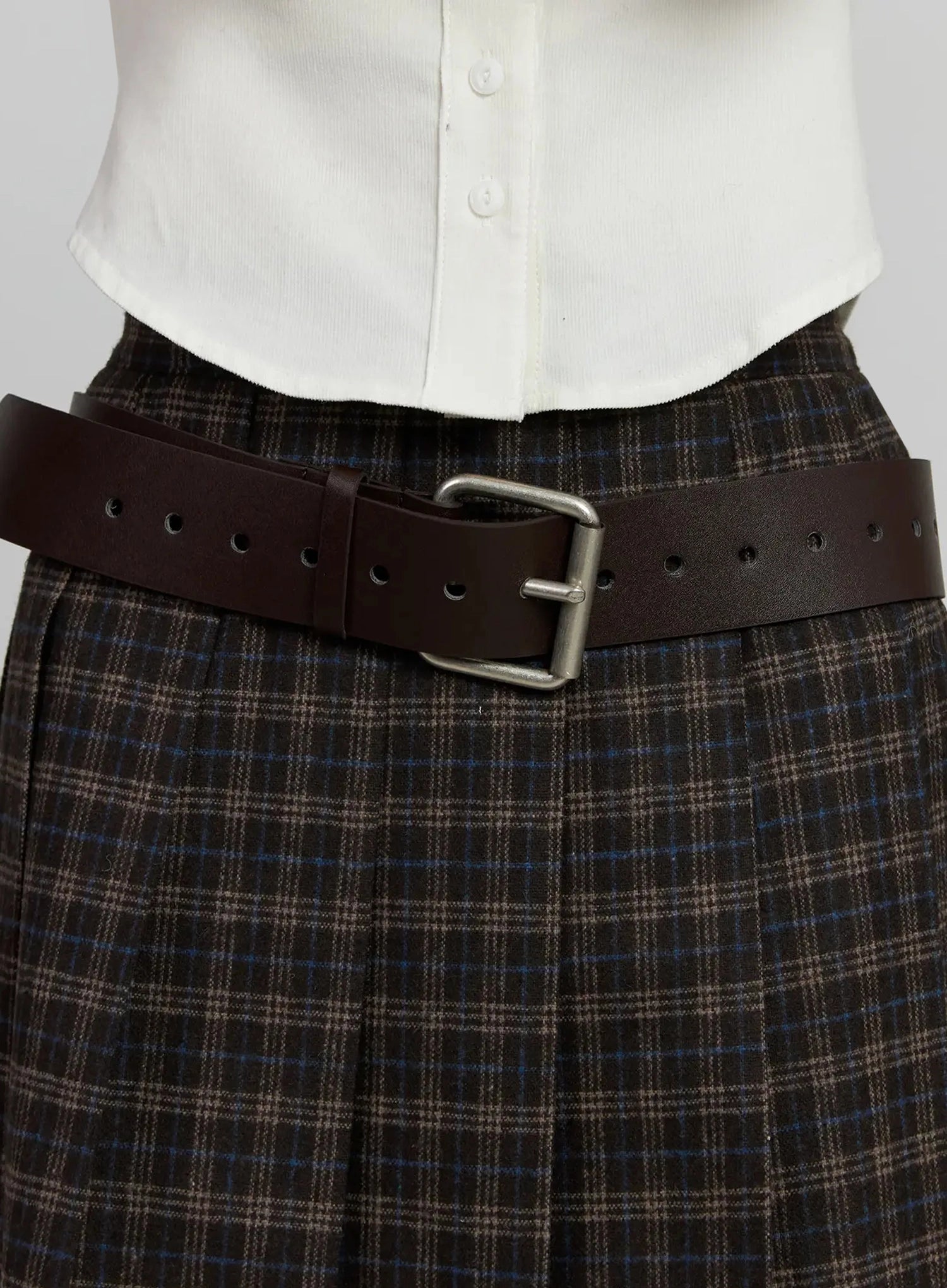 vegan-leather-bold-belt-ij502 / Dark brown