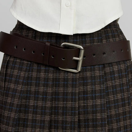 vegan-leather-bold-belt-ij502 / Dark brown