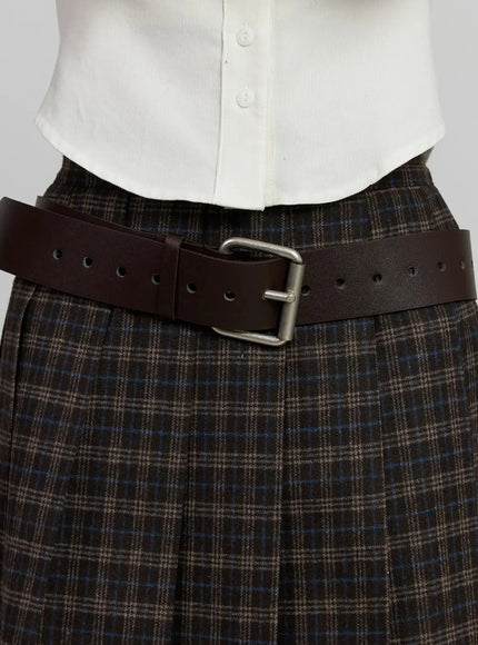 vegan-leather-bold-belt-ij502 / Dark brown