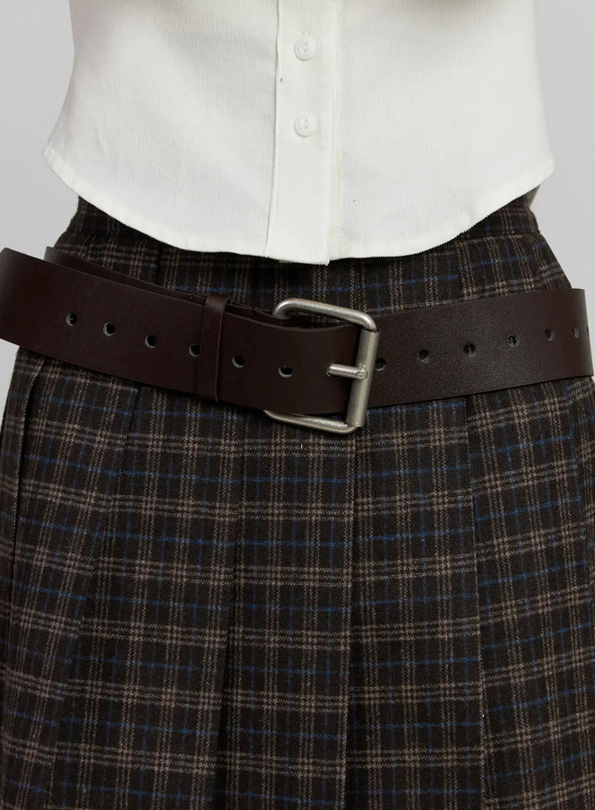 vegan-leather-bold-belt-ij502 / Dark brown