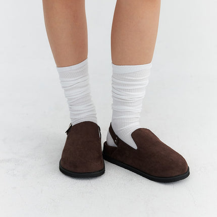 faux-suede-buckled-sandals-co313 / Dark brown