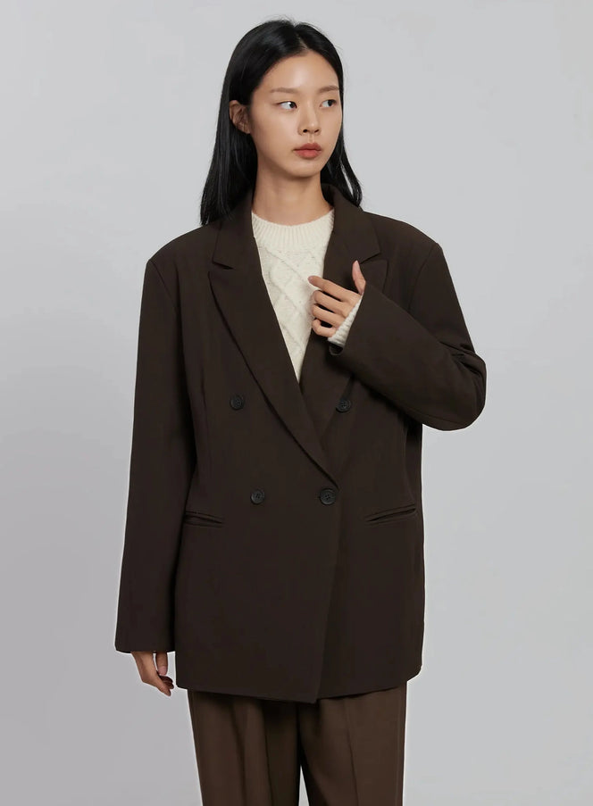 oversized-double-button-blazer-id516 / Dark brown