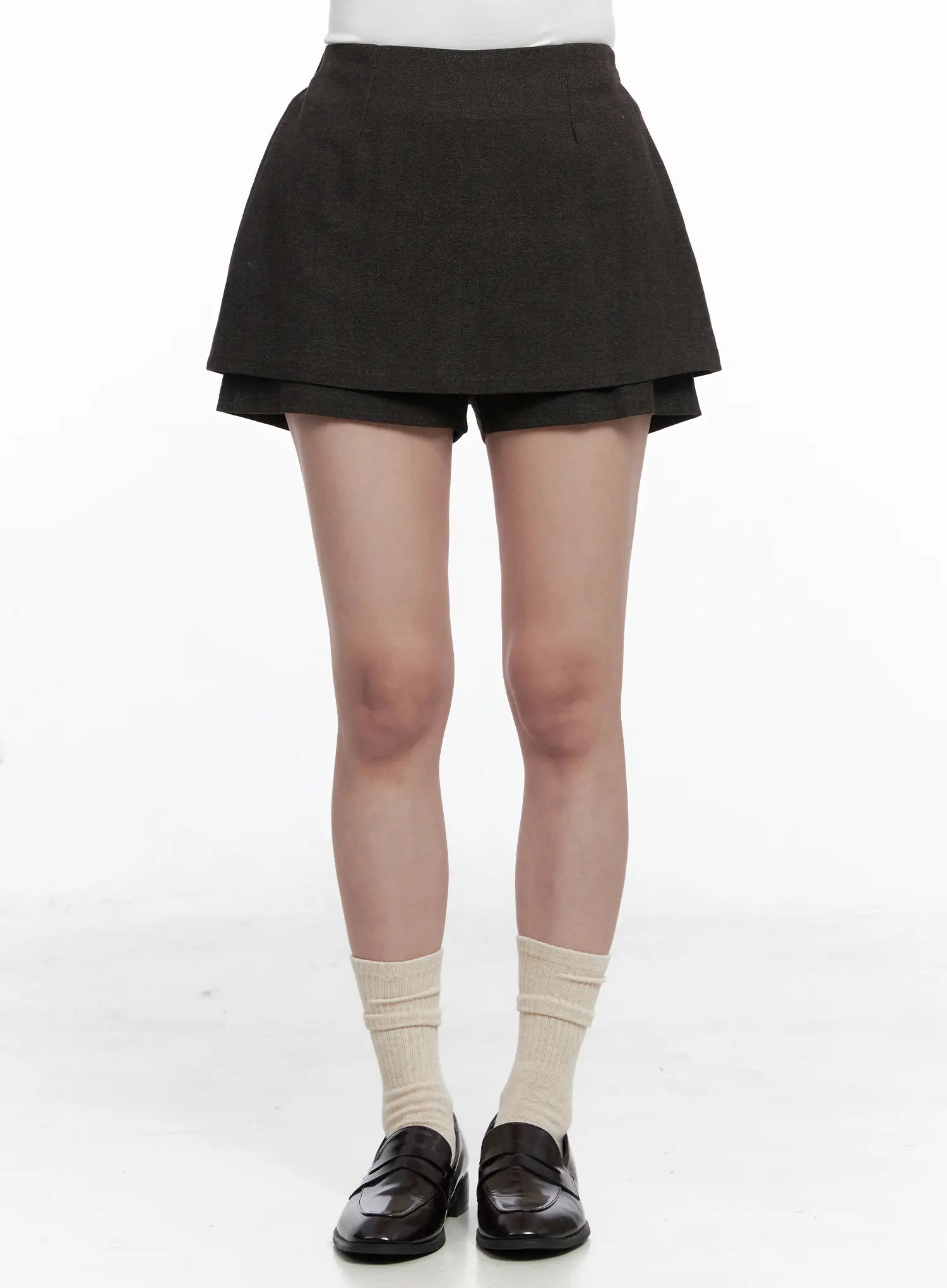 structured-mini-skirt-co524 / Dark brown