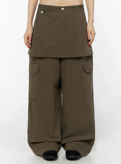 utility-skirt-overlayer-pants-iu518 / Dark brown